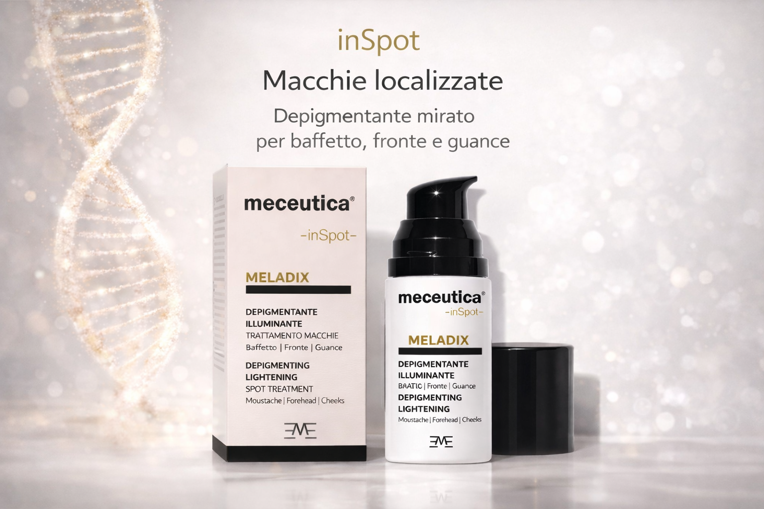 Trattamento viso Meceutica inSPOT per macchie localizzate su baffetto, fronte e guance